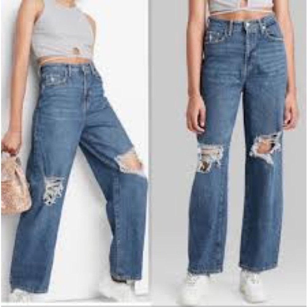 Wild Fable Highest Rise Ripped Knee Mom Jeans Size 6/28 NWT